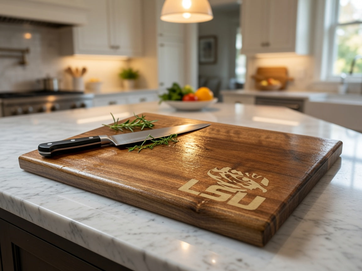 Geaux Tigers tailgating cutting board LSU