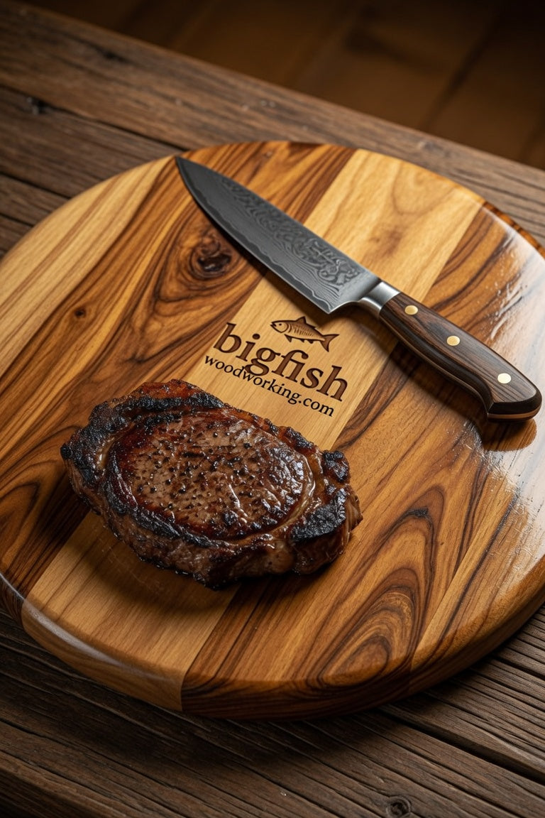 Custom Personalized Round Teak Cutting/Charcuterie Board