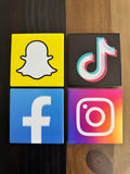 Social media app coasters set of 4