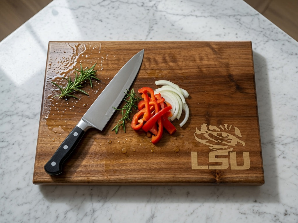 Geaux Tigers tailgating cutting board LSU