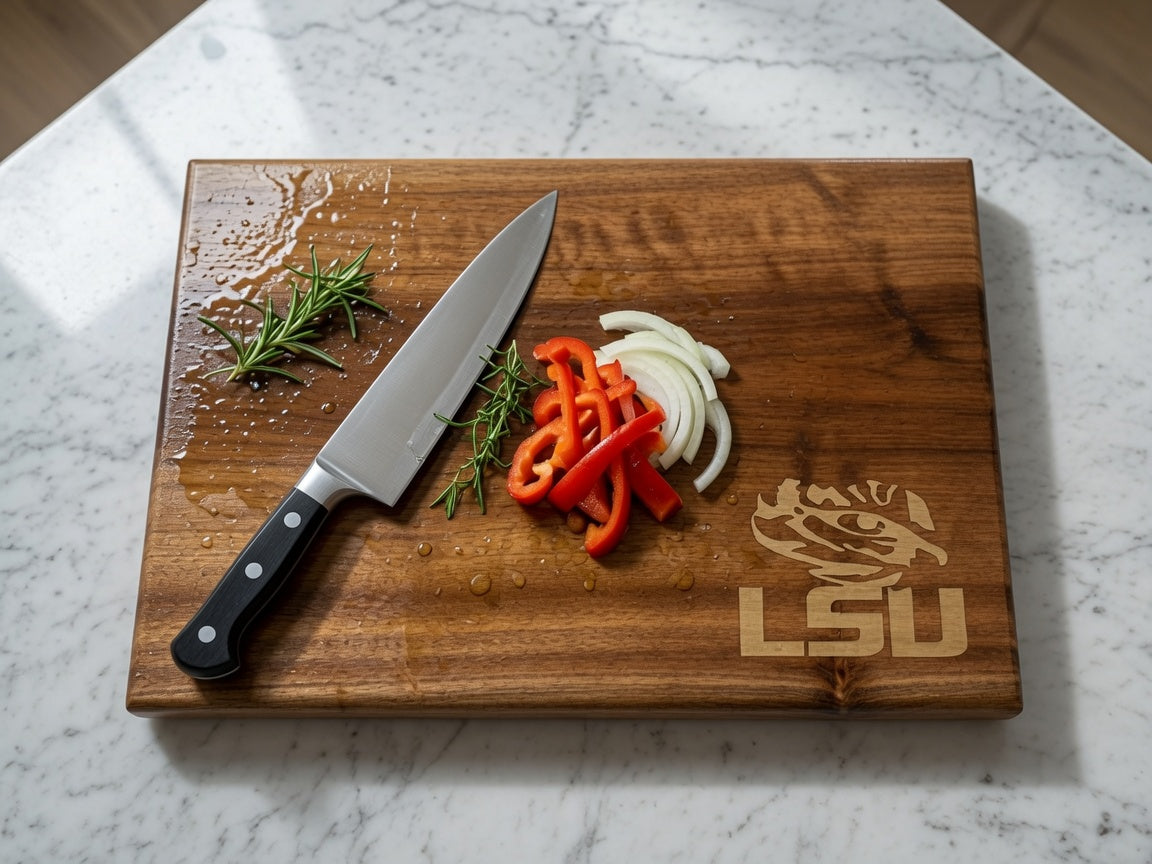Geaux Tigers tailgating cutting board LSU