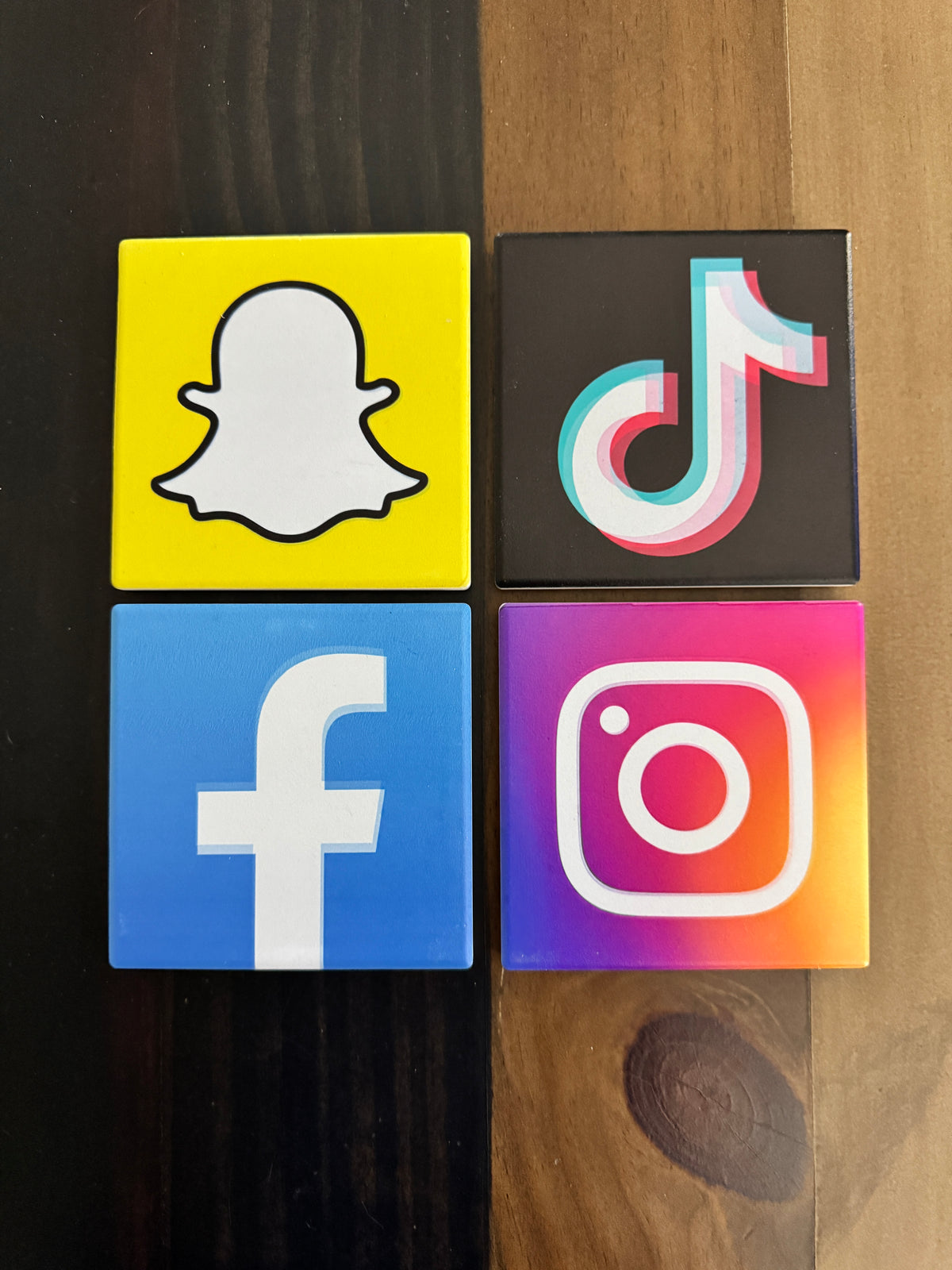 Social media app coasters set of 4