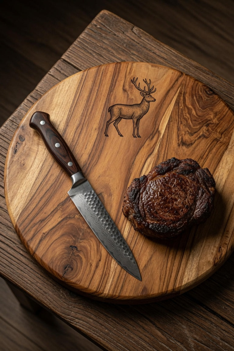 Custom Personalized Round Teak Cutting/Charcuterie Board
