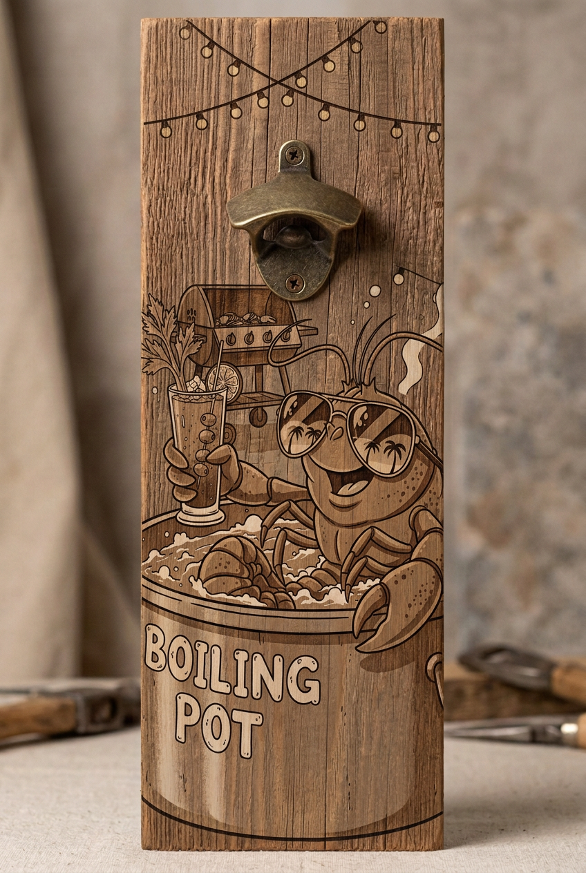 Rustic bottle opener suitable for indoors or outdoors boil