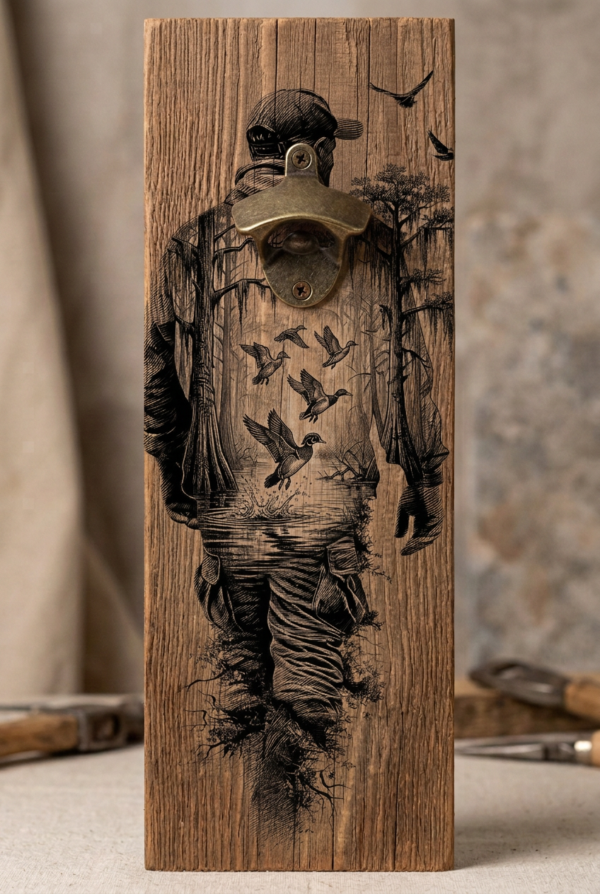 Rustic bottle opener suitable for indoors or outdoors Hunter Duck