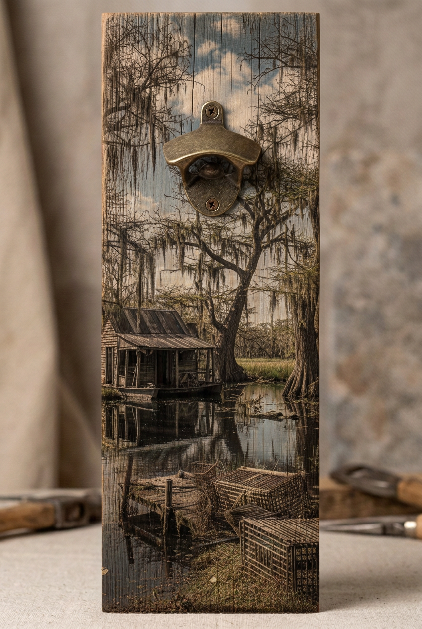 Rustic bottle opener suitable for indoors or outdoors Camp