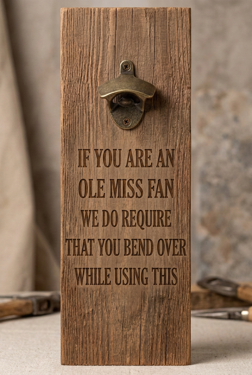 Funny bottle opener suitable for indoors or outdoors LSU Humor