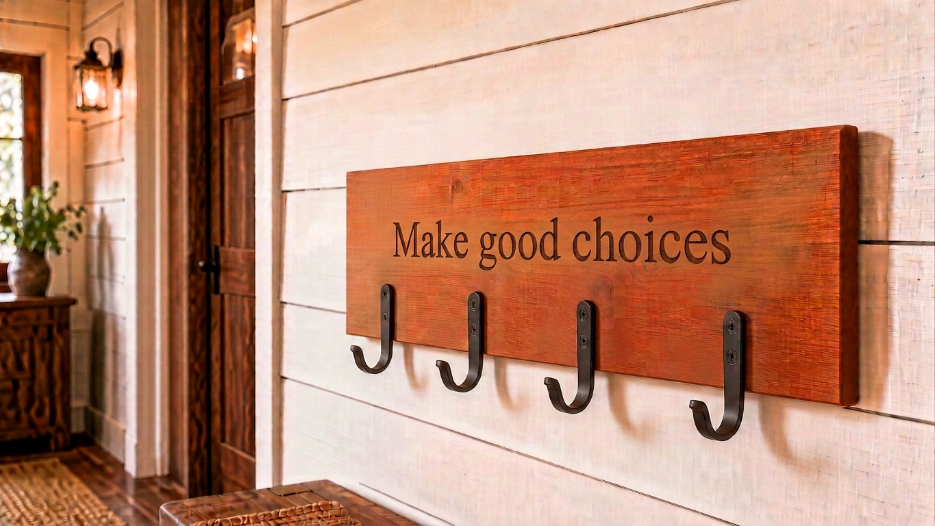 Cedar wood coat hook rack suitable for indoors or outdoors choices
