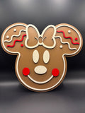 Micky and Minnie Gingerbread Christmas Decorations set of both