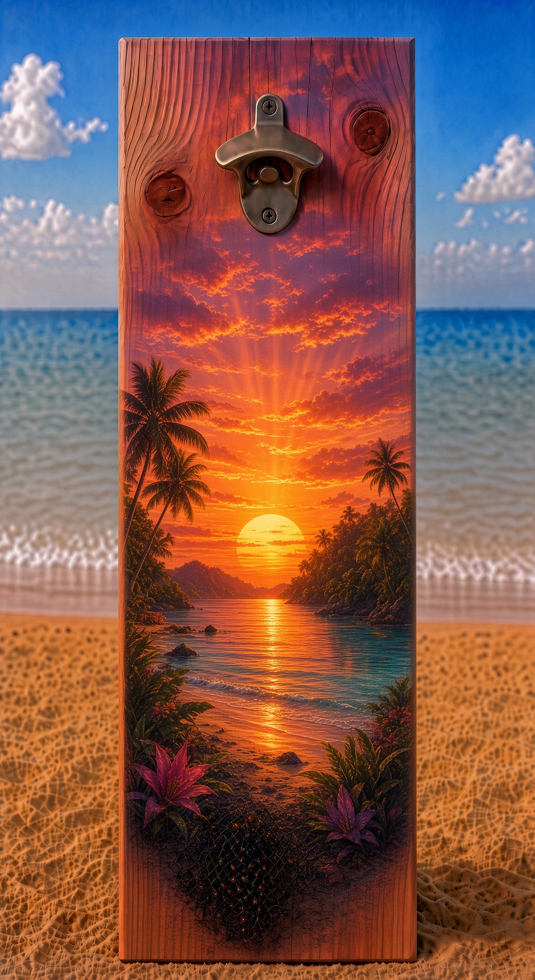 Beach bottle opener suitable for indoors or outdoors Beach Sunset