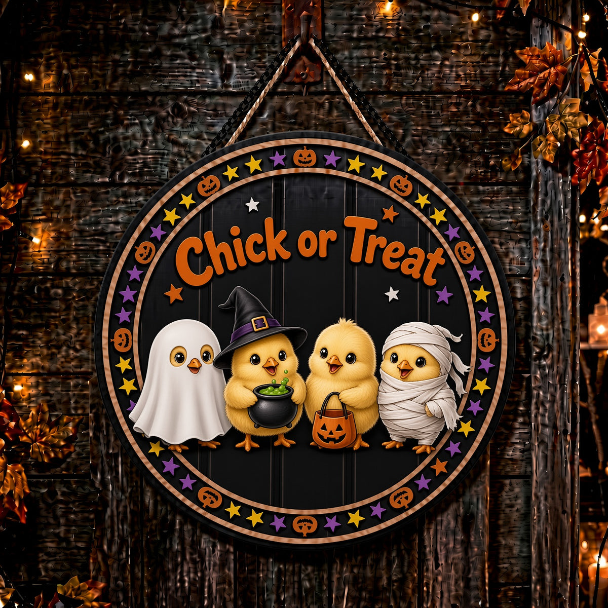 Chick or Treat Halloween home decor sign