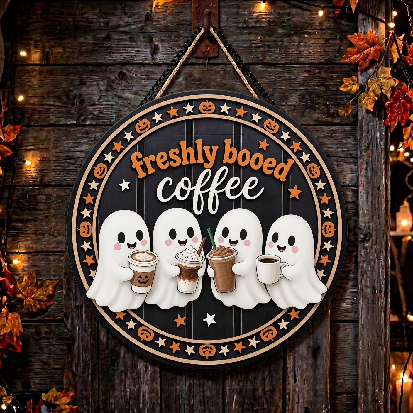 Halloween sign Cute seasonal decor booed