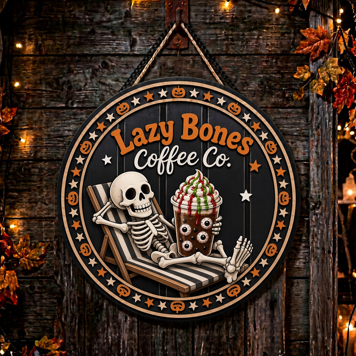 Halloween sign Cute seasonal decor lazy bones