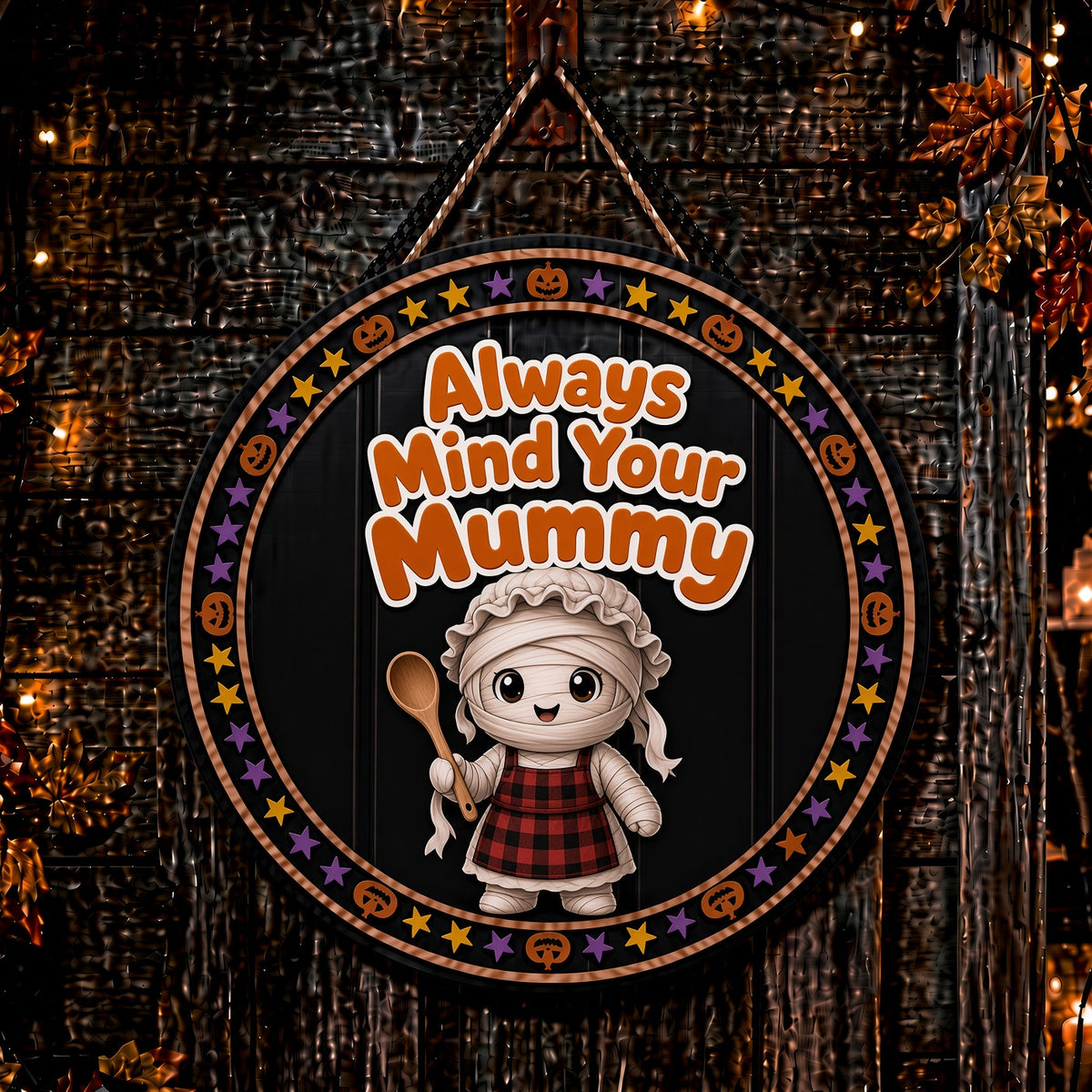 Mind your Mummy Halloween home decor sign