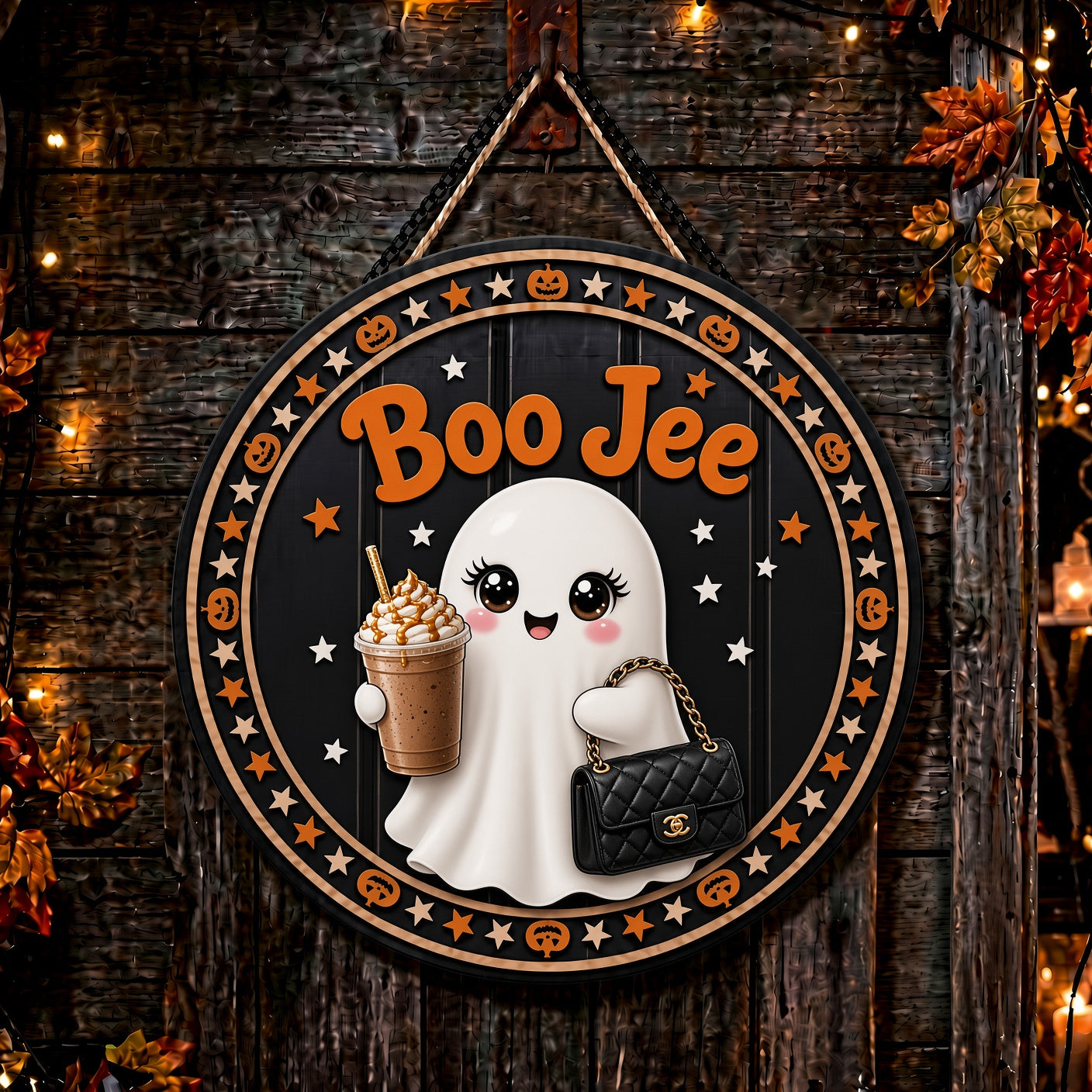 Bougie Ghost Halloween home decor sign