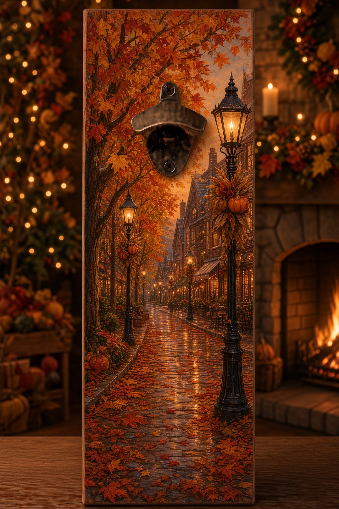 Fall Autumn Thanksgiving bottle opener suitable for indoors or outdoors